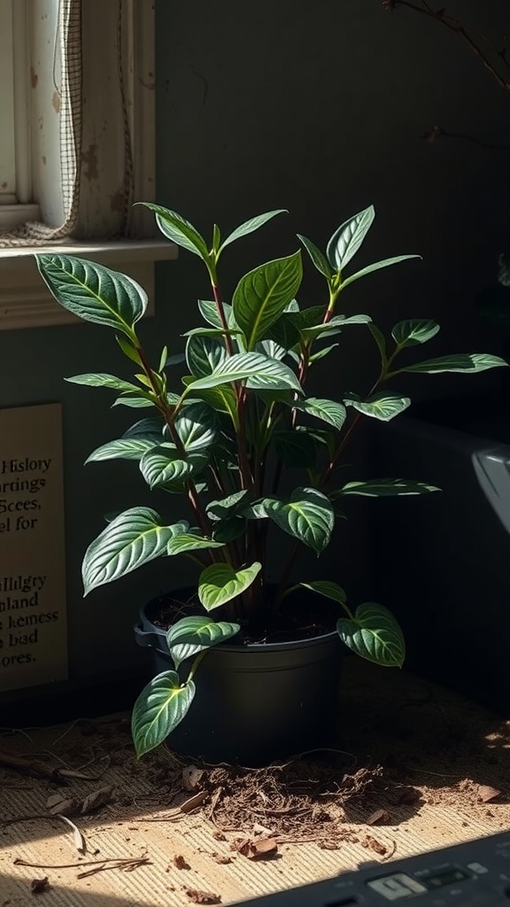 A healthy Cast Iron Plant with dark green leaves, positioned near a window with sunlight.