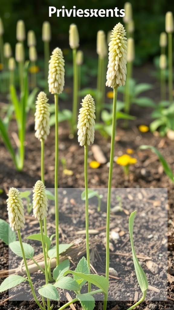 Milkweed plants with seed pods and green leaves in a garden setting.