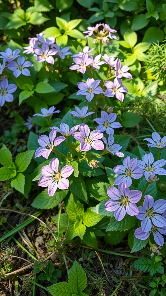 Clusters of pink flowers with green leaves, representing Lamium as ground cover.