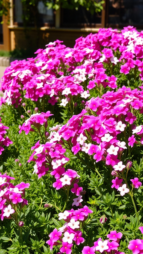 Vibrant clusters of pink and white phlox flowers in full bloom