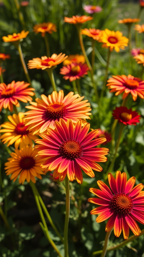 Vibrant Gaillardia flowers in red, orange, and yellow colors