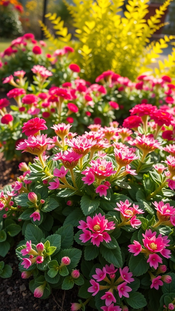 Colorful sedum plants in a garden setting