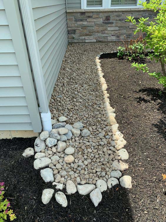 Wide Pebble Drainage Border